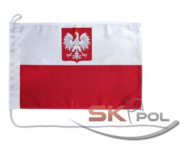 Flaga Bandera jacht 45x30 Polska z godłem
