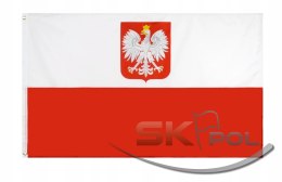 Flaga Polski 150x90 + 2 oczka z godłem