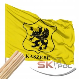 Flaga Kaszubska Kaszuby Kaszebe Cywilna Gryf 112x70cm + Drzewiec Komplet