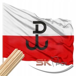 Flaga Powstanie Warszawskie Polska Walcząca 112x70cm + Drzewiec Komplet
